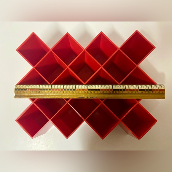 Vintage COPCO MCM Red Honeycomb Wall Spice Rack By Lubge-Randel Danish Style - Picture 10 of 13